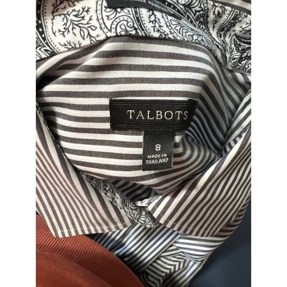 Talbots Wrinkle Resistant Striped Button-Down Shirt Sz  8 Paisley Cuff Travel - Picture 6 of 9